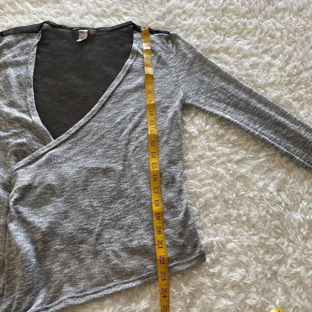Hot Ginger Lightweight Cardigan Mesh Panel Detail Gray and Black Size Large